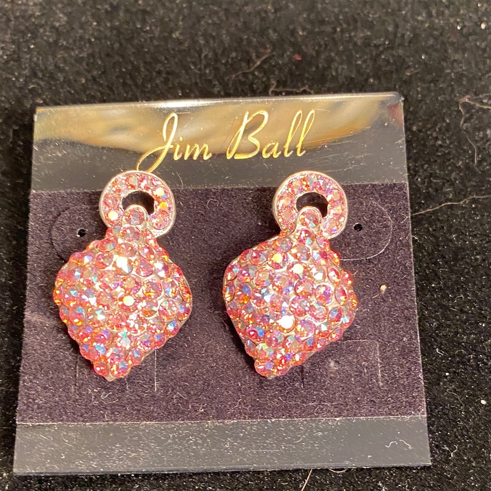 Jim Ball Pink Pavé Drop Earrings